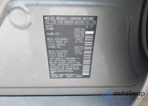 2018 Nissan Rogue Sv из США, поврежденный, VIN KNMAT2MV9JP543594